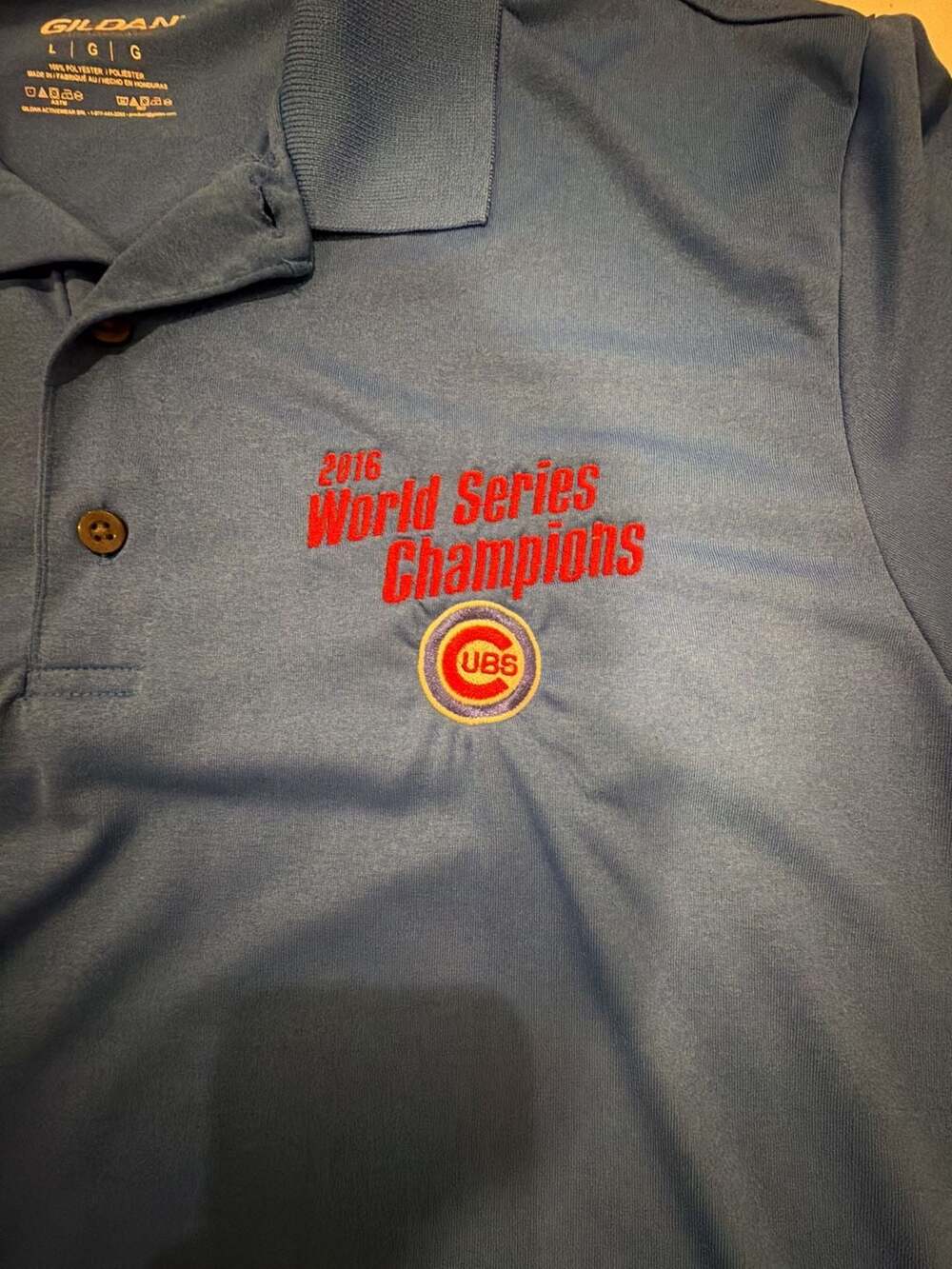 Gildan Performance Chicago Cubs 2016 World Series Champions Polo Shirt Men's Lar - Picture 4 of 8